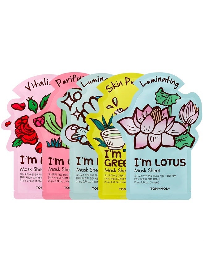 TONYMOLY I'm Real Radiance Sheet Mask Set, 5 Count
