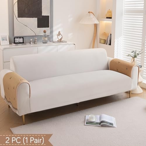 HOKIPO Premium Dutch Velvet Sofa Cover Mat with Frill for 1/2/3 Seater and L Shape Sofa. Make Your Own Sofa Cover Set, Mat Length 90(D) x 90(L) cm, Caramel Beige (AR-5734-BGE) - Image 4