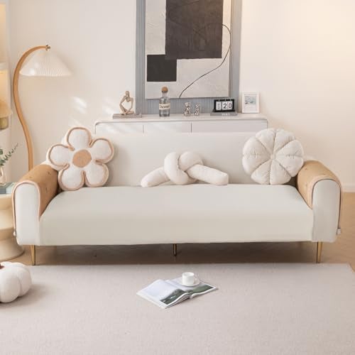 HOKIPO Premium Dutch Velvet Sofa Cover Mat with Frill for 1/2/3 Seater and L Shape Sofa. Make Your Own Sofa Cover Set, Mat Length 90(D) x 90(L) cm, Caramel Beige (AR-5734-BGE) - Image 5