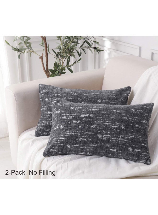 PHF PHF Throw Pillow Covers 12 x 20 Rectangle Lumbar Set of 2 with Zipper Closure Winter Fall Home Decorative Boho for Farmhouse Sofa Bed Couch Charcoal  - Image 1