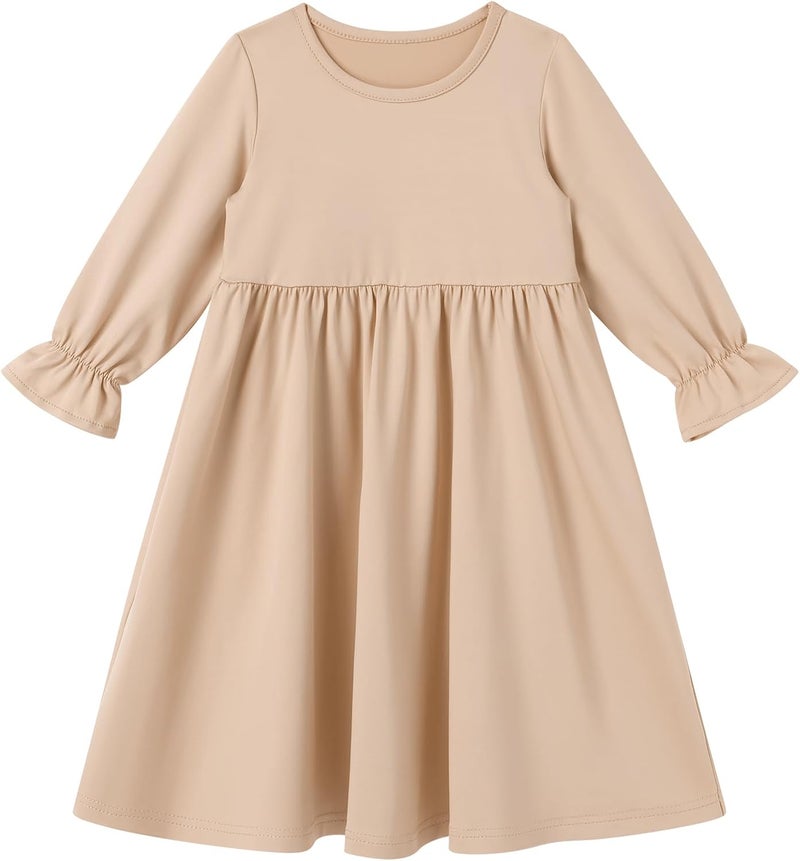 Baby Girls Muslim Abaya Prayer Dress with Hijab - 2 Piece Set, Champagne, 6-12 Months - Image 3