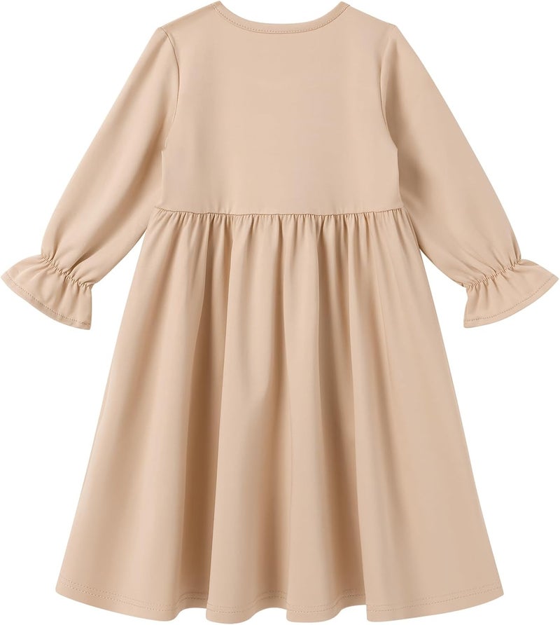 Baby Girls Muslim Abaya Prayer Dress with Hijab - 2 Piece Set, Champagne, 6-12 Months - Image 4