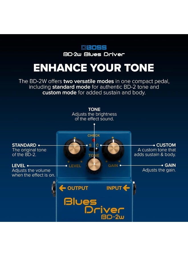 BOSS بيدال جيتار بوس وازا كرافت بلوز درايفر (BD-2W) مع أوضاع صوت قياسية ومخصصة - Image 3
