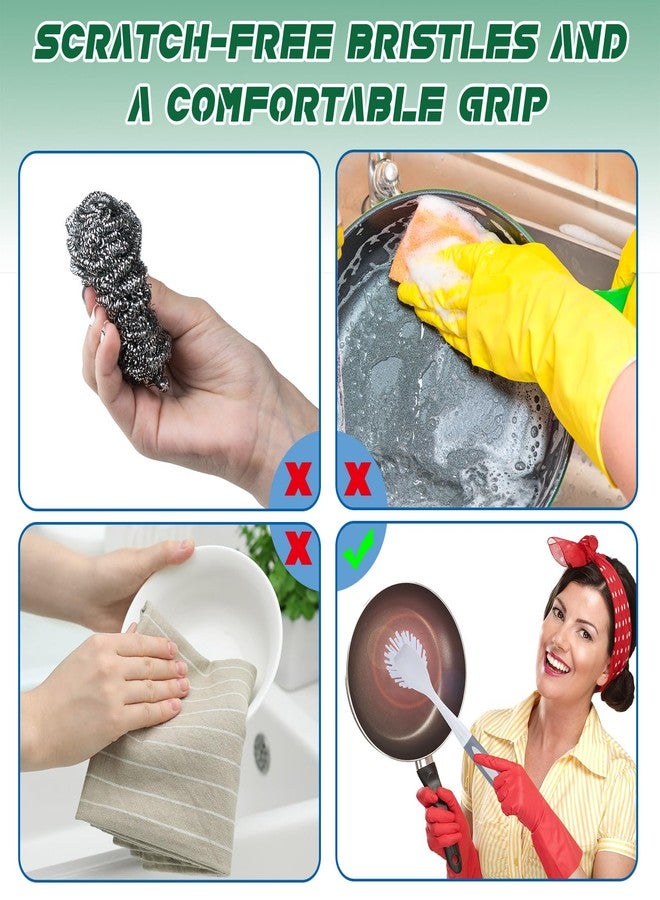Hsei 20 Pcs Gray Kitchen Scrub Dish Brush Bulk with 11 Inch Handle Cleaning Dish Scrubber with Stiff Bristles Washing Scrub Brushes for Housekeeping for Pots and Pans, Kitchen Sink - Image 3