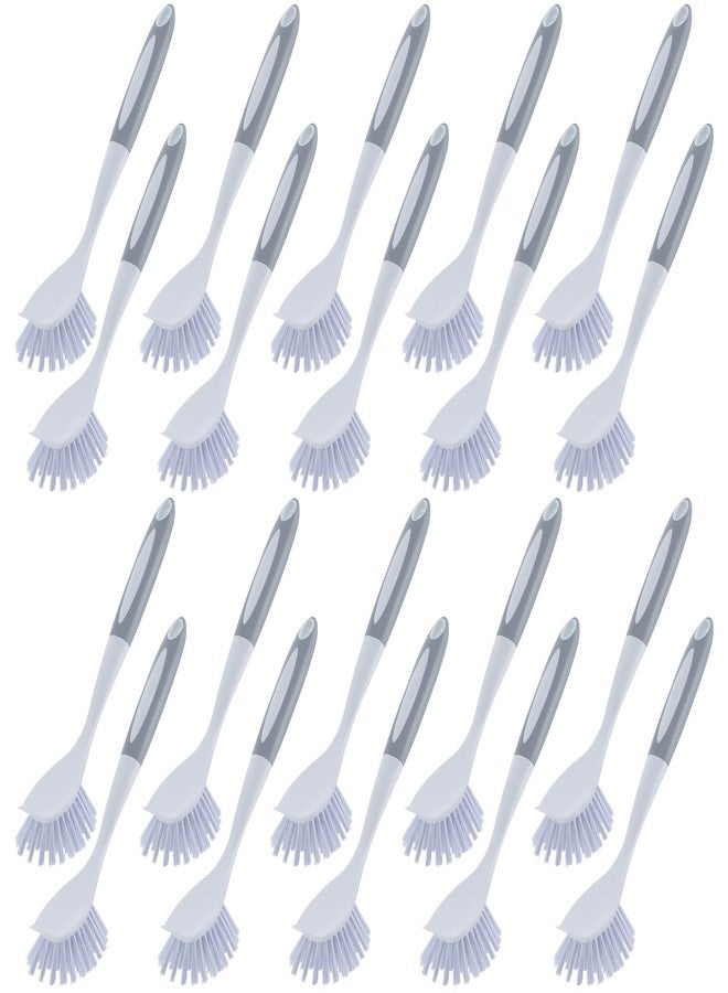 Hsei 20 Pcs Gray Kitchen Scrub Dish Brush Bulk with 11 Inch Handle Cleaning Dish Scrubber with Stiff Bristles Washing Scrub Brushes for Housekeeping for Pots and Pans, Kitchen Sink - Image 1