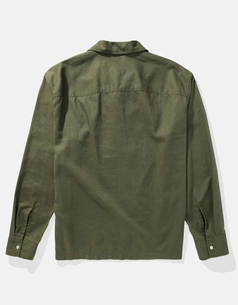 American Eagle AE Long-Sleeve Linen-Blend Popover Shirt