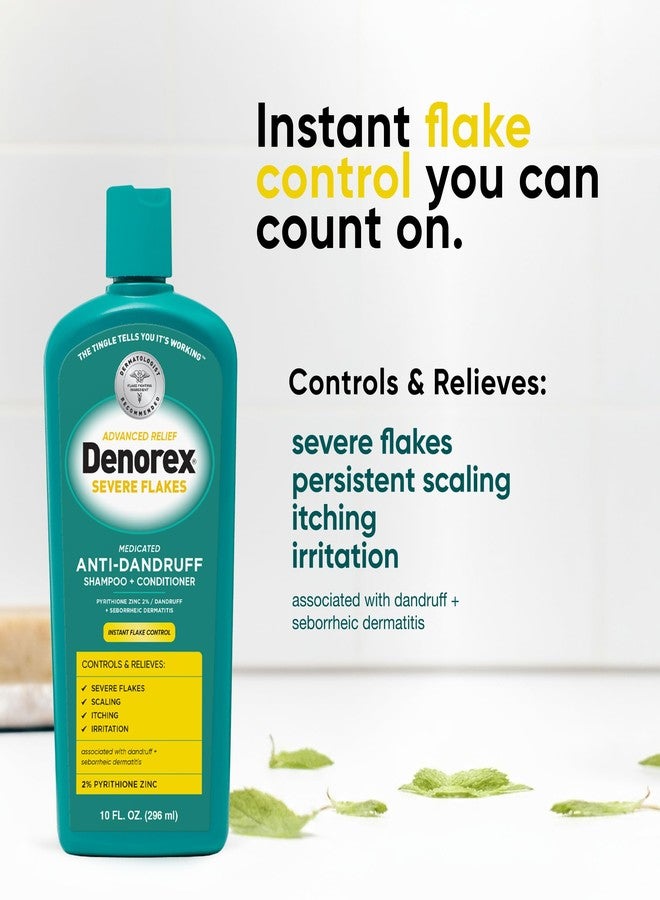 Denorex Advanced Relief Severe Flakes Anti-Dandruff 2-in-1 Shampoo & Conditioner | 2% Pyrithione Zinc | Severe Dandruff & Scalp Relief | 2x Flake-Fighting Power vs. Leading Dandruff Shampoos 10 fl oz - Image 3