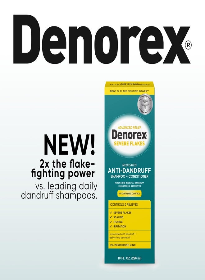 Denorex Advanced Relief Severe Flakes Anti-Dandruff 2-in-1 Shampoo & Conditioner | 2% Pyrithione Zinc | Severe Dandruff & Scalp Relief | 2x Flake-Fighting Power vs. Leading Dandruff Shampoos 10 fl oz - Image 2