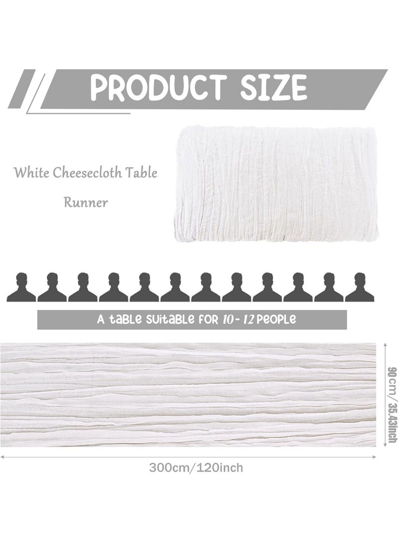 AETHER 2pcs 90*300CM Table Runners, Boho Gauze Table Runner, Translucent Table Runner Chessian Tablecloth for Wedding Reception Bridal Shower Party Decoration Table Centerpiece (White) - Image 5