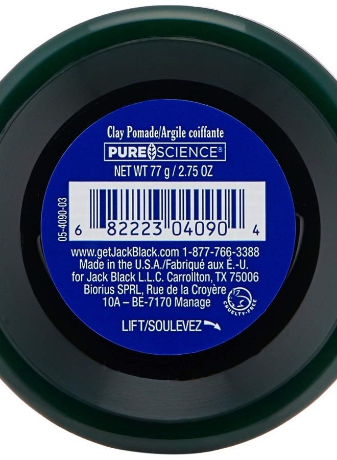 Jack Black Clay Pomade, 2.75 oz - PureScience Formula, Hair-Sculpting, Natural-Looking Hold, Matte Finish, Buildable Control, Natural Oils, Botanical Extract, Fragrance Free - Image 2