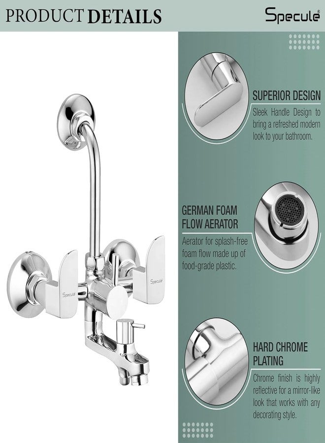 Specule Alive Series Brass, 3-in-1 Wall Mixer with 8 Inches Overhead Shower Set | Multi Flow Hand Shower Set | Mixer Tap For Bathroom | Mixer For Bathroom - Image 4