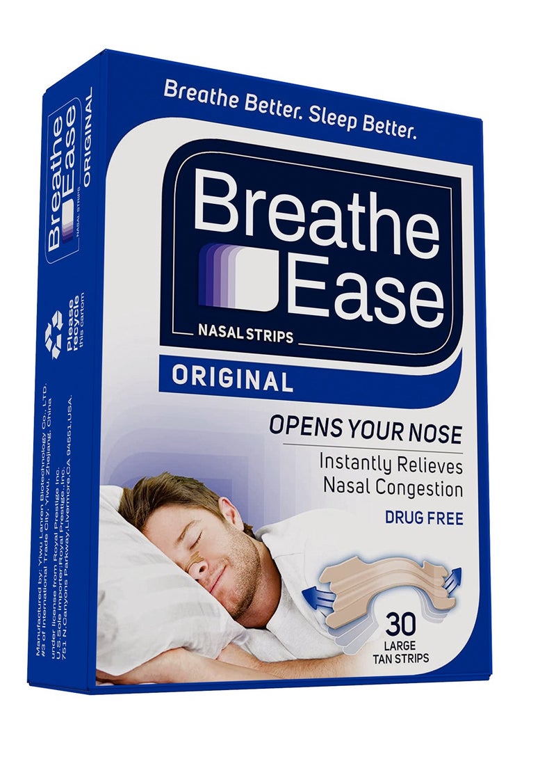 breathe Breathe Nasal Strips Original / Instantly Relieves Nasal Congestion | Helps Reduce Snoring | Drug-free  - Image 1