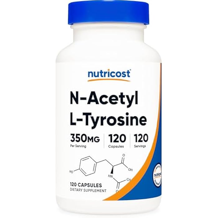 Nutricost N-Acetyl L-Tyrosine (NALT) 350mg, 120 Capsules - Gluten Free, Non-GMO - Image 1