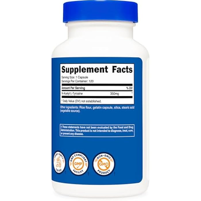 Nutricost N-Acetyl L-Tyrosine (NALT) 350mg, 120 Capsules - Gluten Free, Non-GMO - Image 5