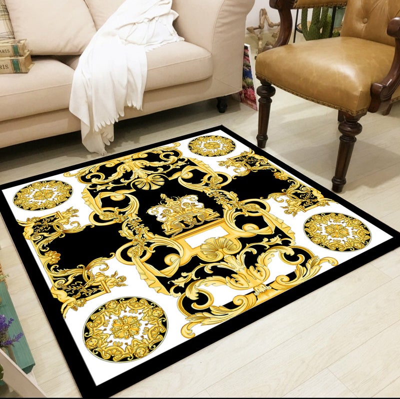 European Style Square Living Room Rug - Full-coverage Sofa Blanket, Washable and Customizable