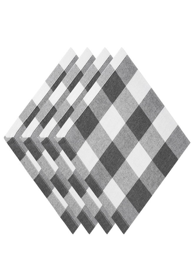 BETRIC Cotton Blend Buffalo Plaid Table Napkins (Set of 4), 20 x 20 Inch Washable Dinner Napkins, Buffalo Checks Cloth Napkins for Restaurant, Wedding, Holiday, Farmhouse，Gray and White - Image 1