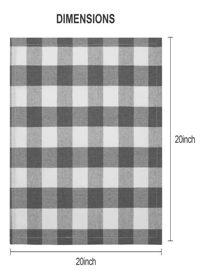 BETRIC Cotton Blend Buffalo Plaid Table Napkins (Set of 4), 20 x 20 Inch Washable Dinner Napkins, Buffalo Checks Cloth Napkins for Restaurant, Wedding, Holiday, Farmhouse，Gray and White - Image 3