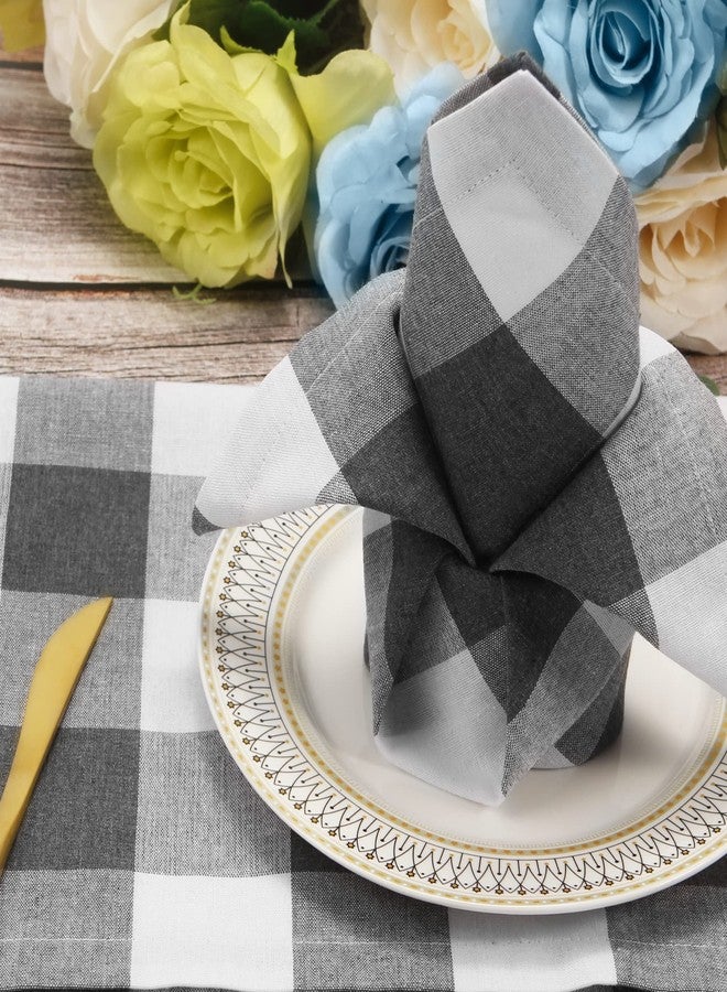 BETRIC Cotton Blend Buffalo Plaid Table Napkins (Set of 4), 20 x 20 Inch Washable Dinner Napkins, Buffalo Checks Cloth Napkins for Restaurant, Wedding, Holiday, Farmhouse，Gray and White - Image 5