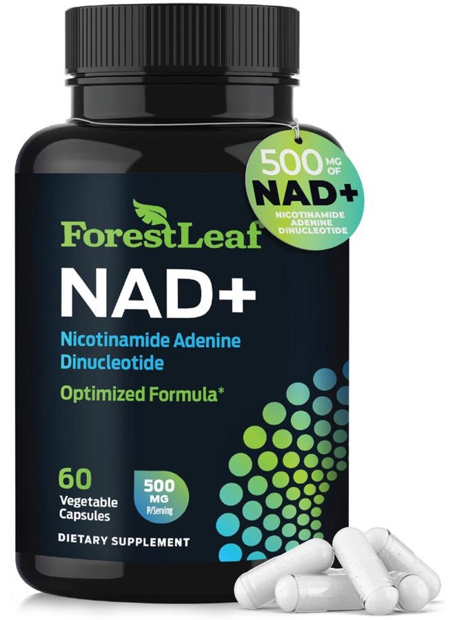 ForestLeaf NAD+ Supplement - 500mg of Pure NAD Plus for Energy, Focus, Skin & Anti-Aging Support - Gluten Free Non-GMO NAD Supplements for Women & Men (60 Count (Pack of 1)) - Image 1