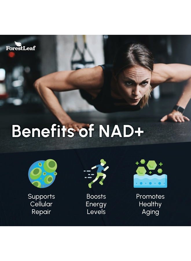 ForestLeaf NAD+ Supplement - 500mg of Pure NAD Plus for Energy, Focus, Skin & Anti-Aging Support - Gluten Free Non-GMO NAD Supplements for Women & Men (60 Count (Pack of 1)) - Image 2