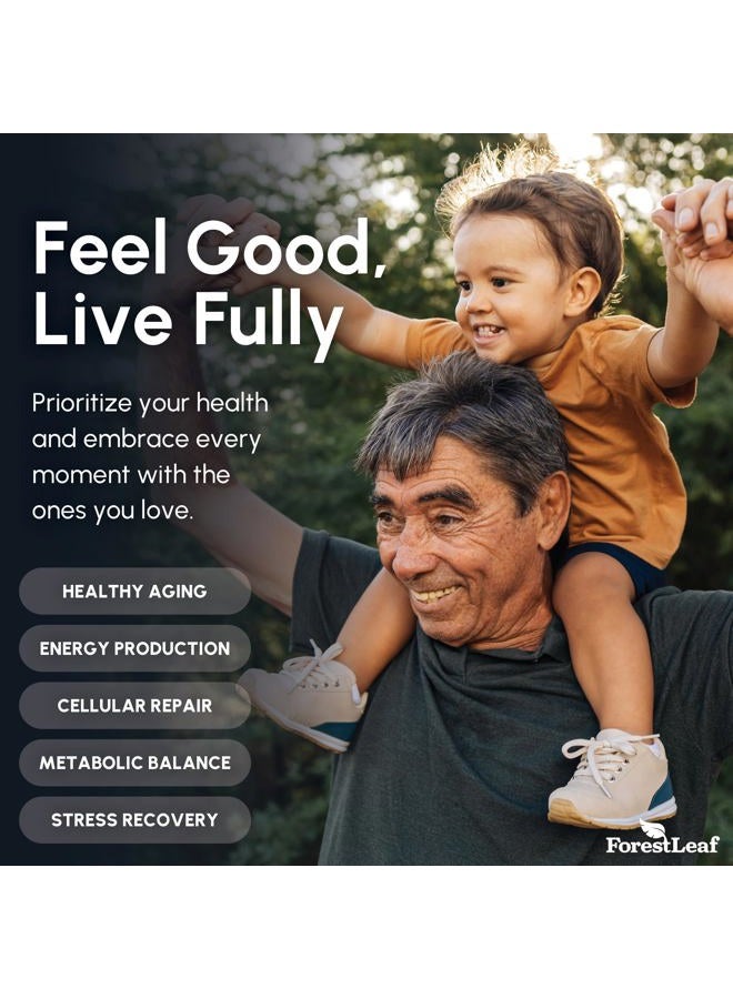 ForestLeaf NAD+ Supplement - 500mg of Pure NAD Plus for Energy, Focus, Skin & Anti-Aging Support - Gluten Free Non-GMO NAD Supplements for Women & Men (60 Count (Pack of 1)) - Image 5