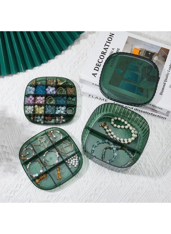 Acrylic Jewelry Organizer Box – 2-Layer Travel Jewelry Case with Compartment Tray –Storage Box for Rings, Bracelets, Earrings – Compact Jewelry Organizer for Home and Travel, Perfect Gift(Green) - Image 2