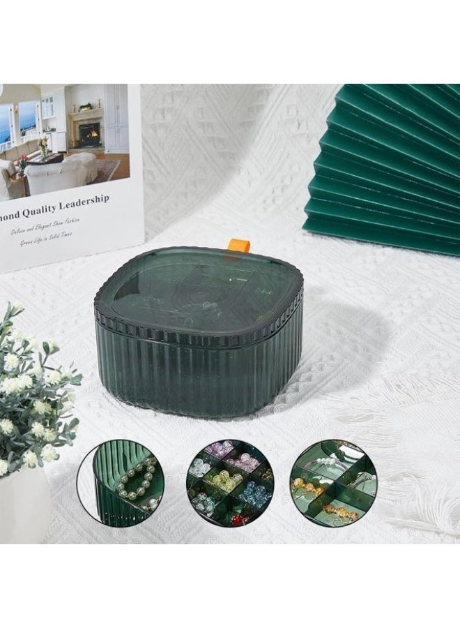 Acrylic Jewelry Organizer Box – 2-Layer Travel Jewelry Case with Compartment Tray –Storage Box for Rings, Bracelets, Earrings – Compact Jewelry Organizer for Home and Travel, Perfect Gift(Green) - Image 5