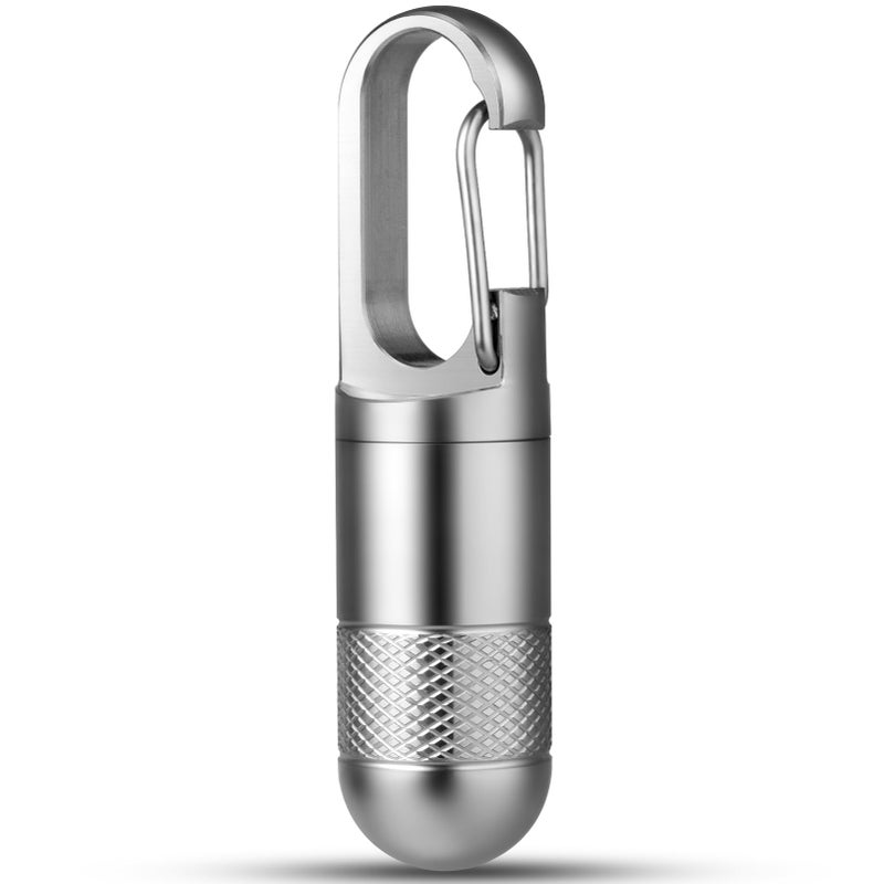 TISUR Small Titanium Pill Case, Keychain Pill Holder Travel Pill Box Container,Portable Pill Organizer Waterproof Metal Case Bottle (Gray Titanium Small - 1.06 inch) - Image 1
