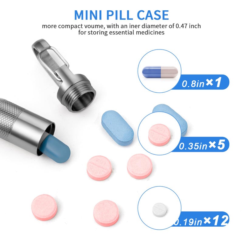 TISUR Small Titanium Pill Case, Keychain Pill Holder Travel Pill Box Container,Portable Pill Organizer Waterproof Metal Case Bottle (Gray Titanium Small - 1.06 inch) - Image 3
