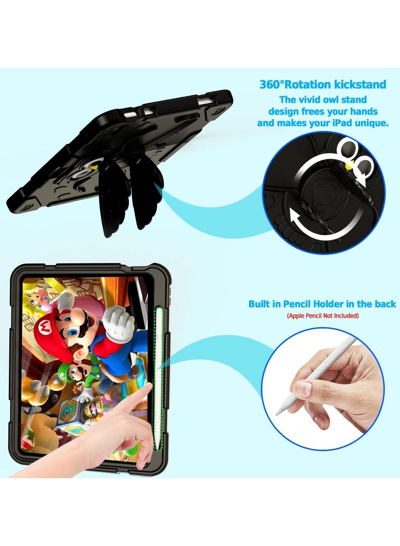 general For iPad 10th Generation Case 2022, Soft Silicone and PC Triple Layer Rugged Full Body Protection, Built-in 360 Degree Rotating Unique Owl Stand and Pen Holder - Image 3