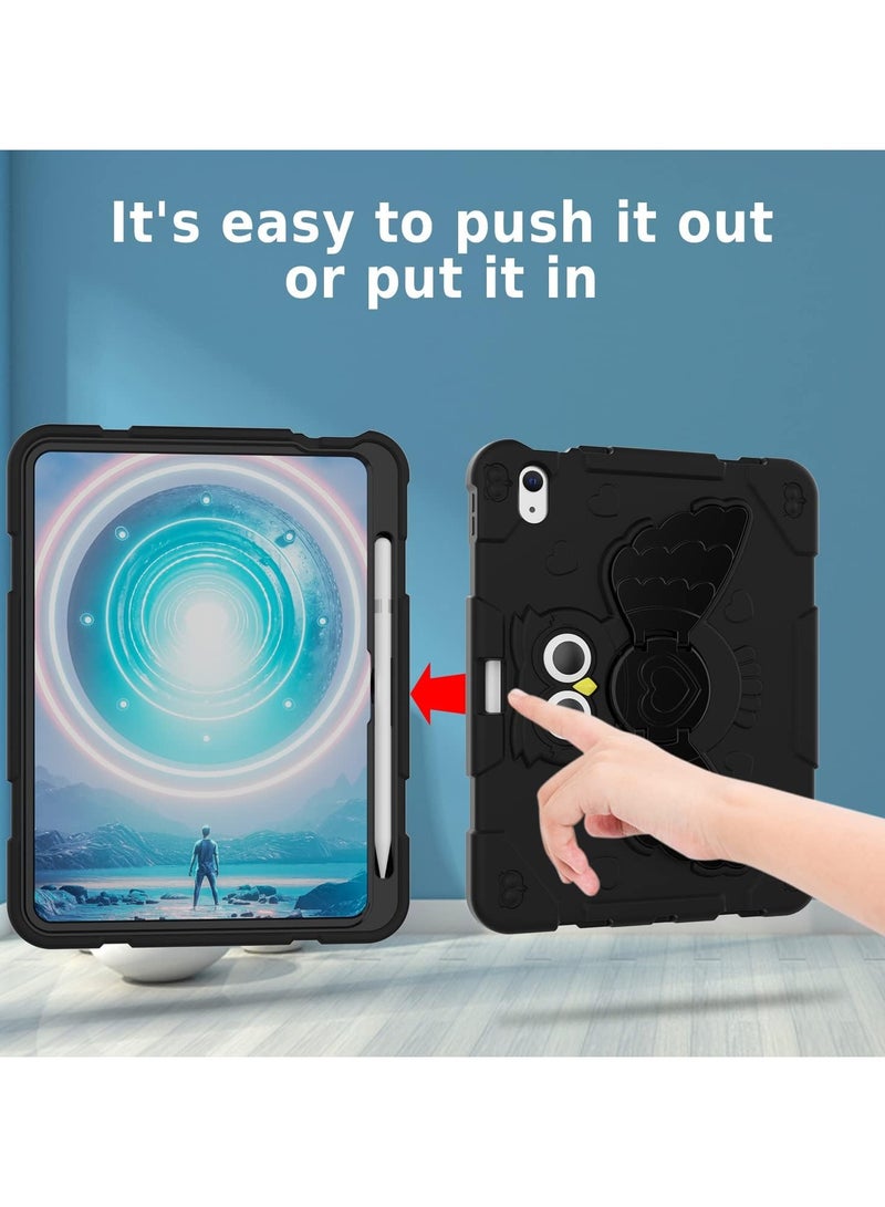 general For iPad 10th Generation Case 2022, Soft Silicone and PC Triple Layer Rugged Full Body Protection, Built-in 360 Degree Rotating Unique Owl Stand and Pen Holder - Image 5
