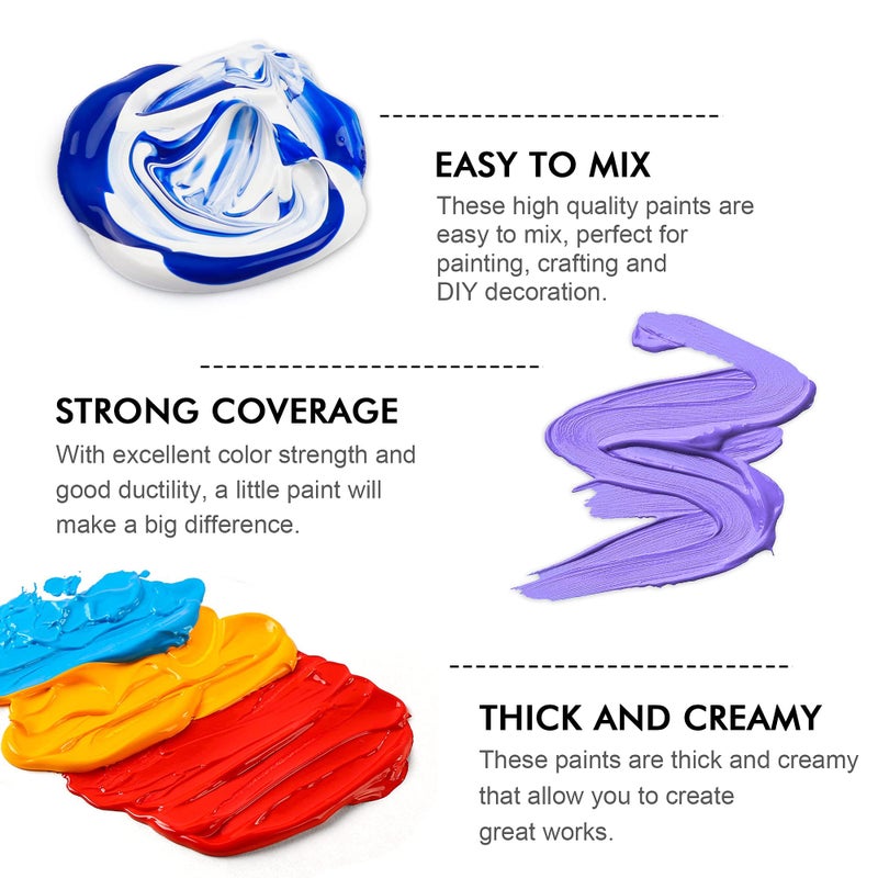 Shuttle Art 82 Pack Acrylic Paint Set, Shuttle Art 66 Colors Acrylic Paint with 10 Brushes, 22ml/0.74oz Tubes, Vibrant Colors, Artist Painting Supplies for Kids, Adults Painting & Crafting on Canvas, Wood Ceramic - Image 5