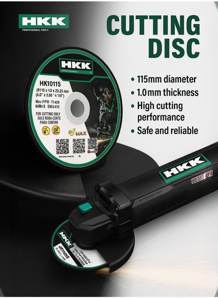 HKK HKK 115mm 50 Pieces Cutting Disc Wheel, 1.0mm Thickness, 22.23mm Bore, 13300RPM Max, EN12413, Metal Stainless Steel Cutting Blade for Angle Grinder – 4.5" x 0.04" x 7/8", 50pcs  - Image 4