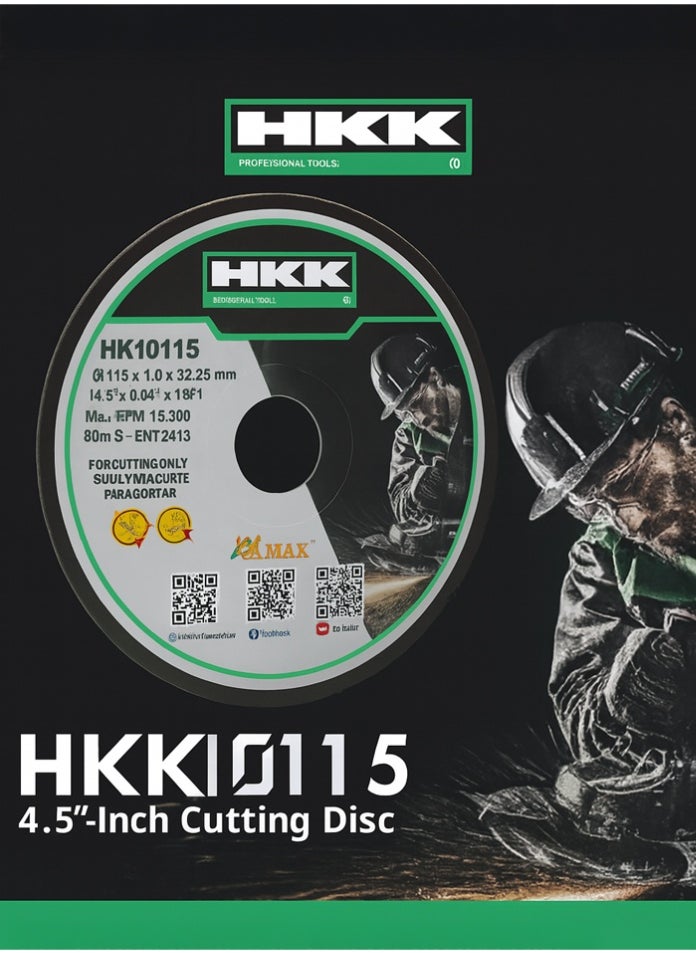 HKK HKK 115mm 50 Pieces Cutting Disc Wheel, 1.0mm Thickness, 22.23mm Bore, 13300RPM Max, EN12413, Metal Stainless Steel Cutting Blade for Angle Grinder – 4.5" x 0.04" x 7/8", 50pcs  - Image 3