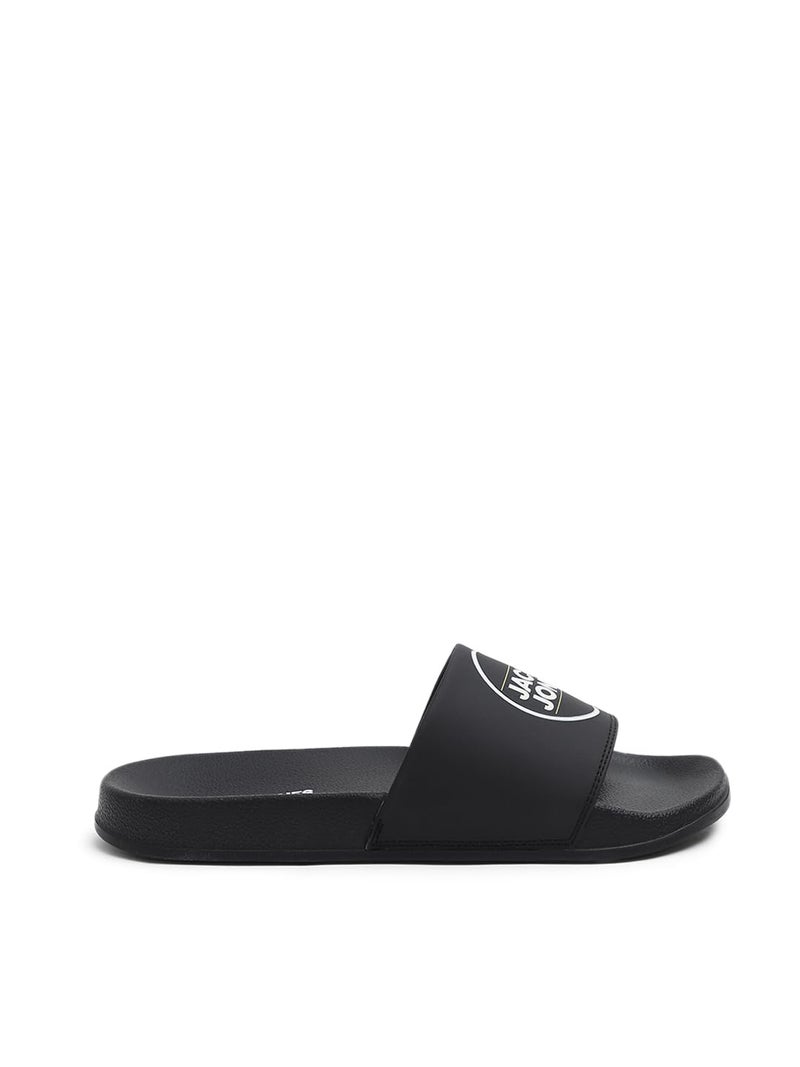 Jack & Jones Men's Jet Black Pool Sliders- 42 (1372293003) - Image 1