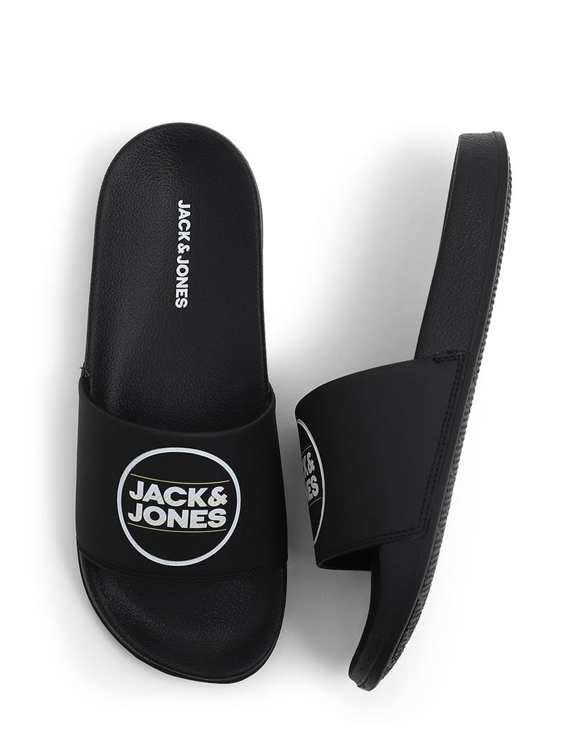Jack & Jones Men's Jet Black Pool Sliders- 42 (1372293003) - Image 3