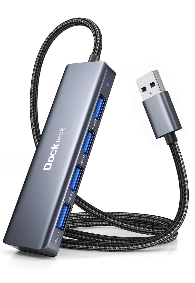 Dockteck USB Hub Dockteck 4Port USB 30 Splitter Aluminum 2ft USB Extender Compatible with MacBookXPS Surface ProMac miniPro iMac Mouse Keyboard Flash Drive HDDCamera and More - Image 2