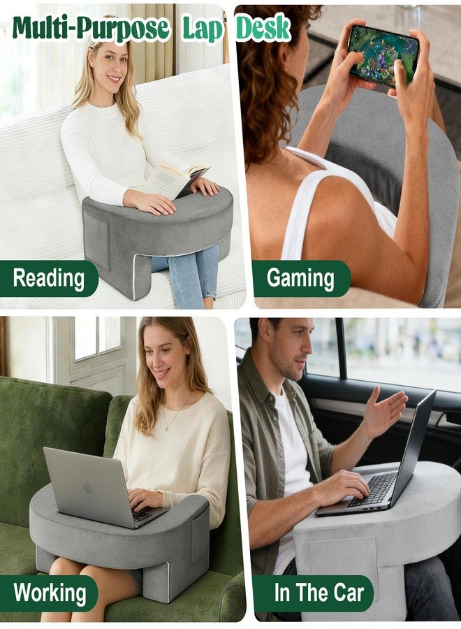 laapee Reading Pillow Set for Adults 3-Piece - Ergonomic Back/Neck Support with Arms & Pockets - 26D High-Density Foam for Bed/Couch Reading Gaming Watching TV (Light Gray) - Image 2