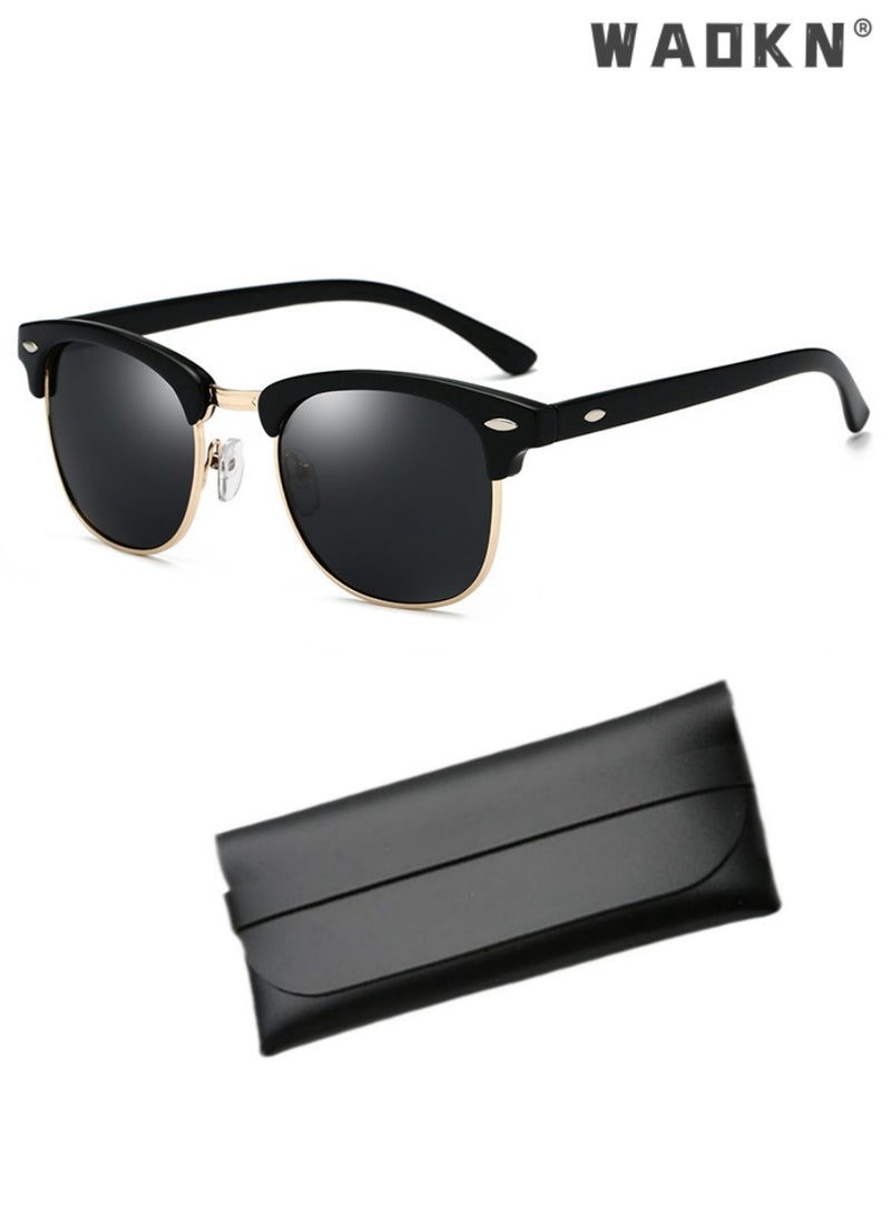 دبليو أيه أو كي أن استقطاب نصف حافة النظارات الشمسية للرجال والنساء ، كلاسيك نصف إطار نظارات واقية من الأشعة فوق البنفسجية ، المرأة نصف حافة النظارات الشمسية 100 ٪ uv400 حماية القيادة - Image 1