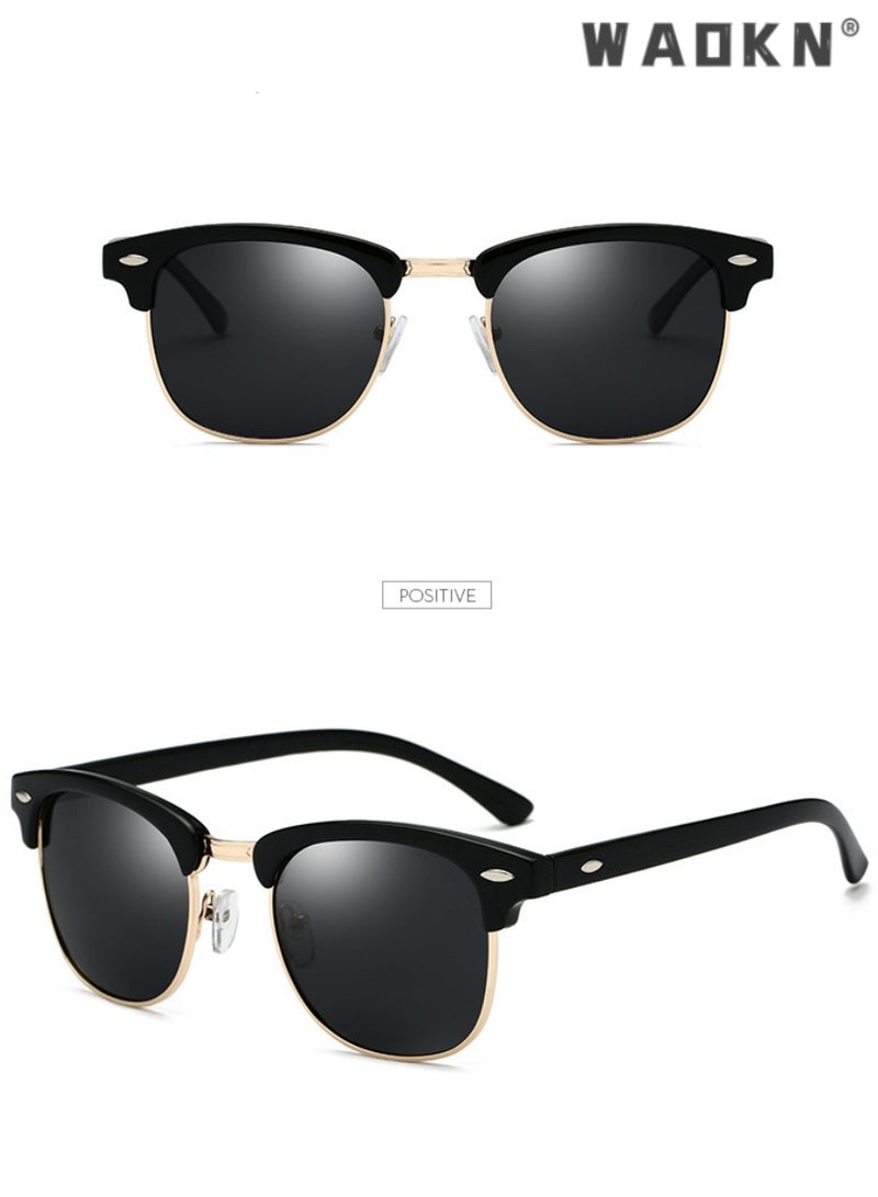 دبليو أيه أو كي أن استقطاب نصف حافة النظارات الشمسية للرجال والنساء ، كلاسيك نصف إطار نظارات واقية من الأشعة فوق البنفسجية ، المرأة نصف حافة النظارات الشمسية 100 ٪ uv400 حماية القيادة - Image 4