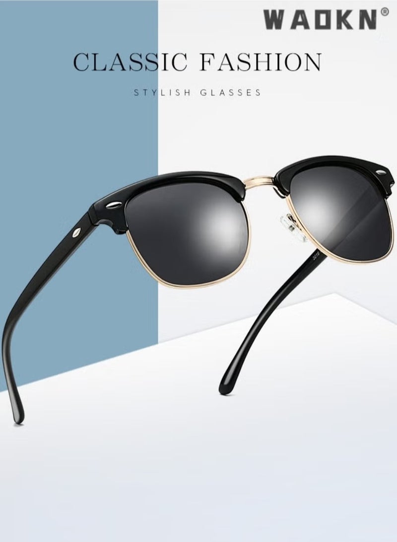 دبليو أيه أو كي أن استقطاب نصف حافة النظارات الشمسية للرجال والنساء ، كلاسيك نصف إطار نظارات واقية من الأشعة فوق البنفسجية ، المرأة نصف حافة النظارات الشمسية 100 ٪ uv400 حماية القيادة - Image 3