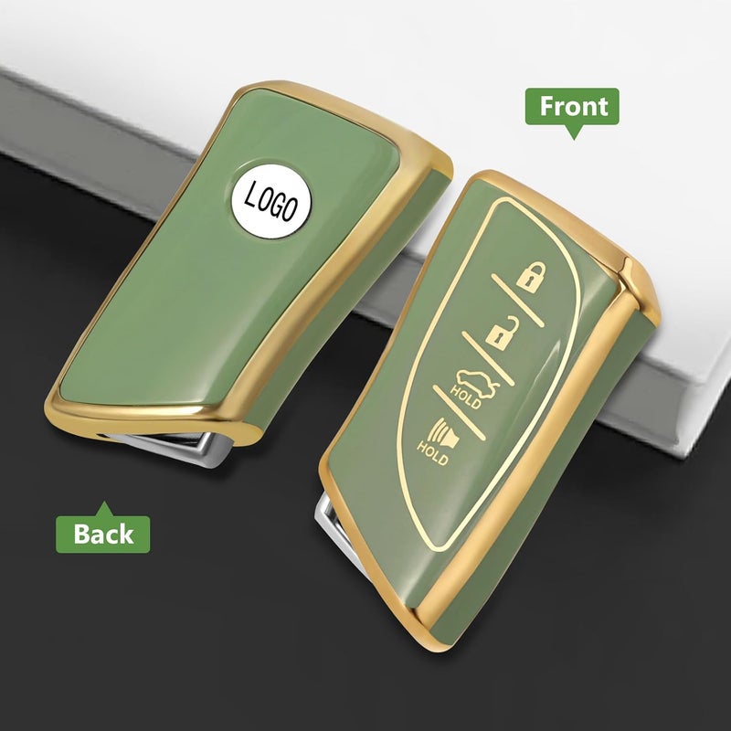 وركاس غطاء مفتاح TPU الناعم المتوافق مع لكزس ES350 وES300h وUX200 وLS500 وLS500H وLC500 وLC500h، مفتاح ذكي للتحكم عن بعد بدون مفتاح بأربعة أزرار (أخضر) - Image 4
