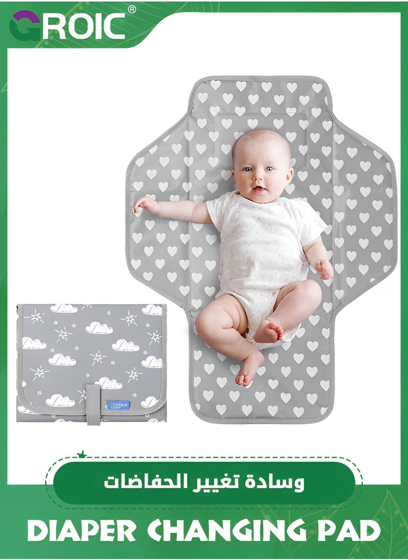 GROIC - Baby Portable Changing Pad,Waterproof Compact Diaper Changing Mat with Built-in Pillow,Lightweight & Foldable Changing Station,Diaper Changing Pad - Image 1