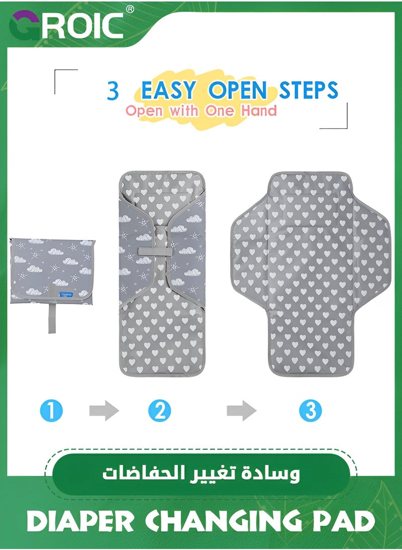 GROIC - Baby Portable Changing Pad,Waterproof Compact Diaper Changing Mat with Built-in Pillow,Lightweight & Foldable Changing Station,Diaper Changing Pad - Image 1