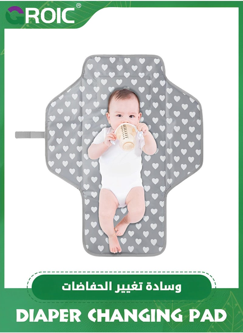GROIC - Baby Portable Changing Pad,Waterproof Compact Diaper Changing Mat with Built-in Pillow,Lightweight & Foldable Changing Station,Diaper Changing Pad - Image 1