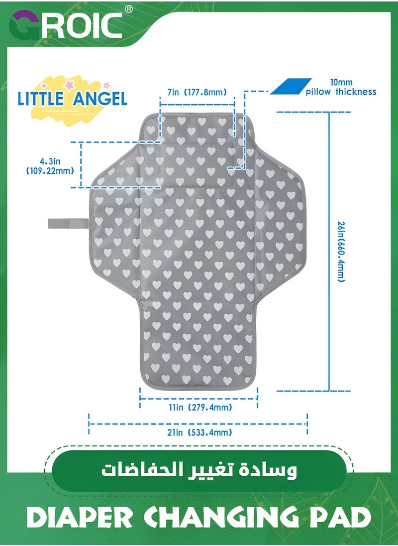 GROIC - Baby Portable Changing Pad,Waterproof Compact Diaper Changing Mat with Built-in Pillow,Lightweight & Foldable Changing Station,Diaper Changing Pad - Image 1