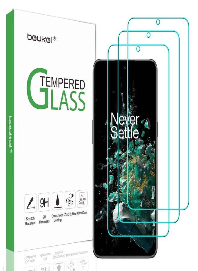 beukei (3 Pack) Compatible for OnePlus 10T 5G / OnePlus 10T Screen Protector Tempered Glass,Touch Sensitive,Case Friendly, 9H Hardness - Image 1