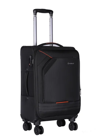 eminent Expandable Luggage Trolley Bag Soft Suitcase for Unisex Travel Polyester Shell Lightweight with TSA lock Double Spinner Wheels E777SZ Carry On 20 Inch Black