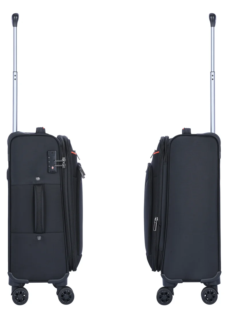 eminent Expandable Luggage Trolley Bag Soft Suitcase for Unisex Travel Polyester Shell Lightweight with TSA lock Double Spinner Wheels E777SZ Carry On 20 Inch Black