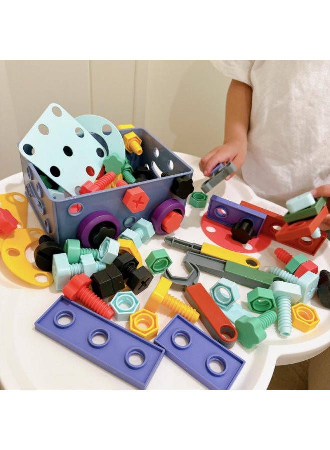 Children's Screw Nut Combination Disassembly Toy Tool Box Montaitesoli Fine Movement Training Festival-Color:Puzzle Screw Tool Box Diy73-piece Set-Specifications:Upgraded Environmentally Friendly Plastic, Safe And Odorless  - Image 2